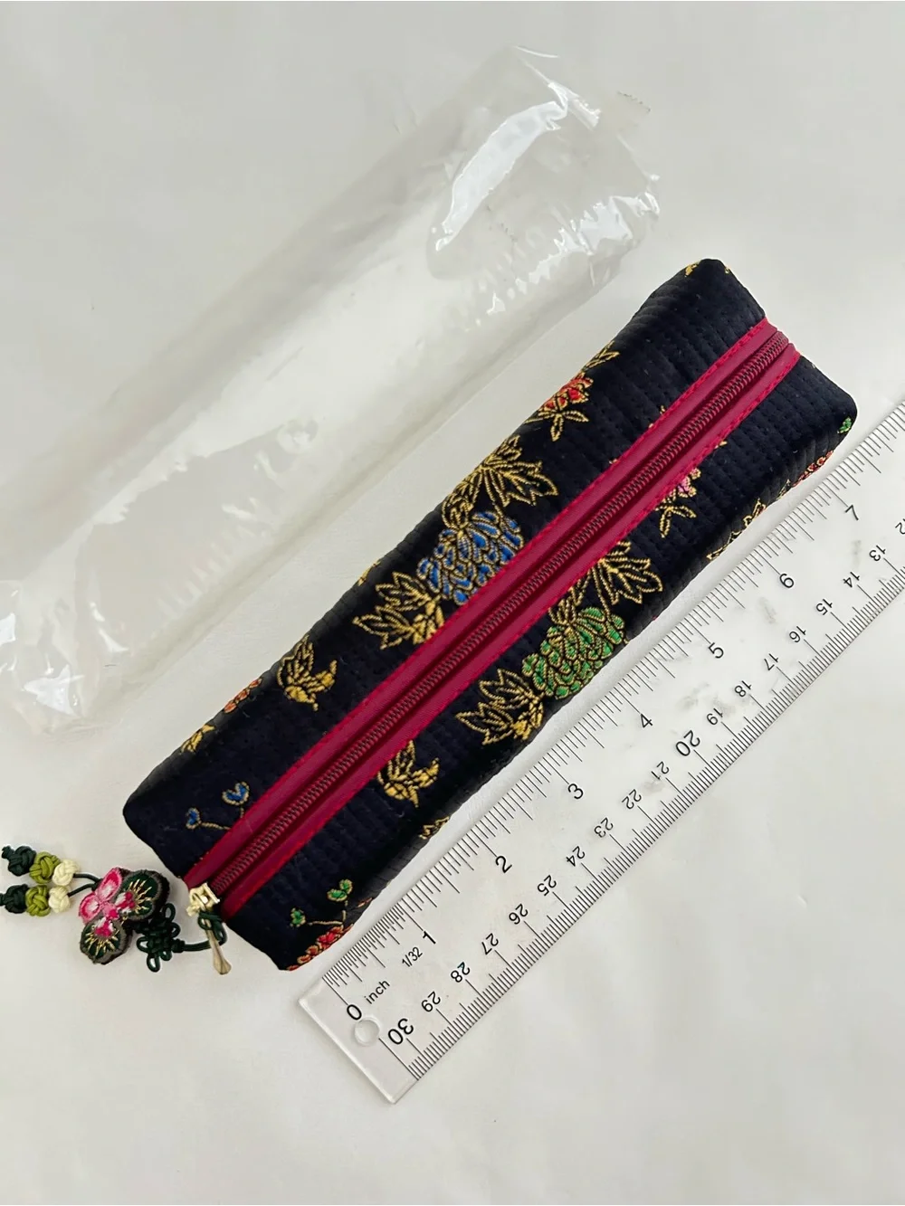 NIP Korean Traditional Quilt Cosmetic Makeup Pouch/Pencil Case Floral  7x2x1 In